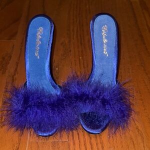 Blue Feathered Women's Heels